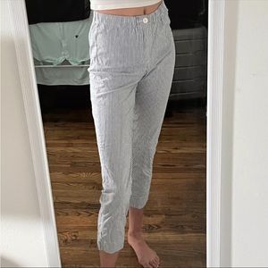 Slim Striped Cropped Cotton Pants